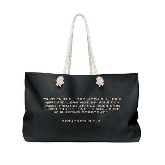 Carry Faith Black/Cream Weekender Tote