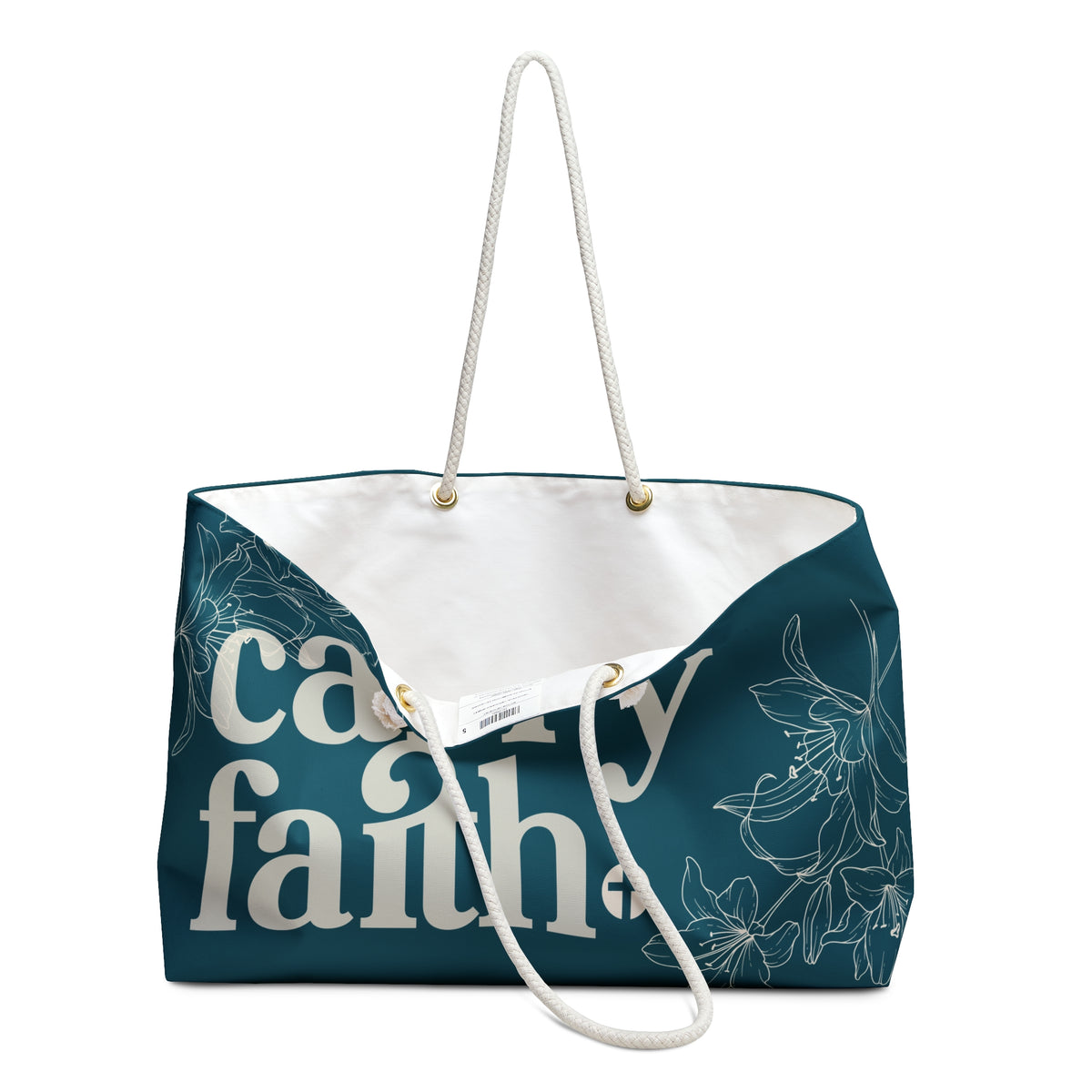 Carry Faith Teal Weekender Tote