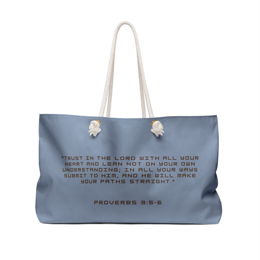 Carry Faith Muted Blue Weekender Tote