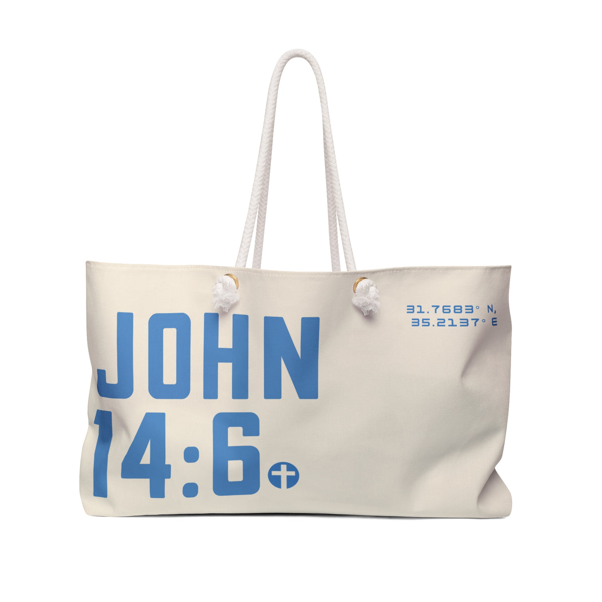 John 14:6 Ocean Blue/Cream Weekender Tote