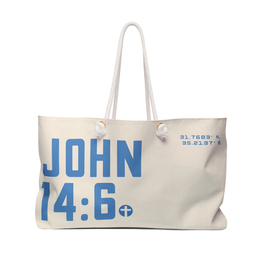 John 14:6 Ocean Blue/Cream Weekender Tote