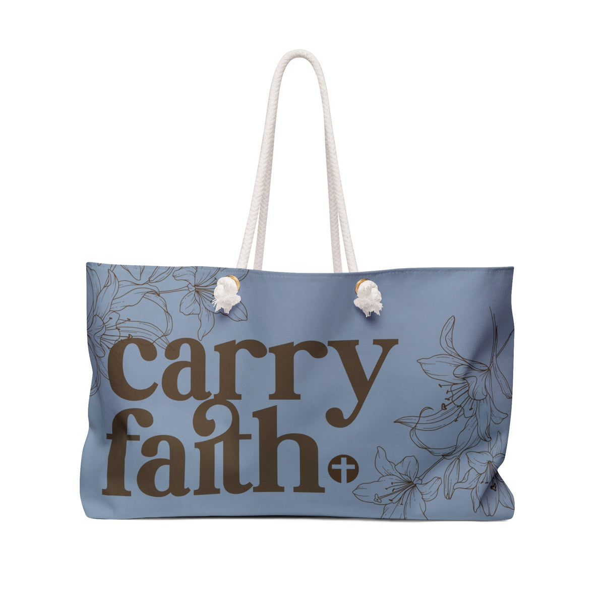 Carry Faith Muted Blue Weekender Tote