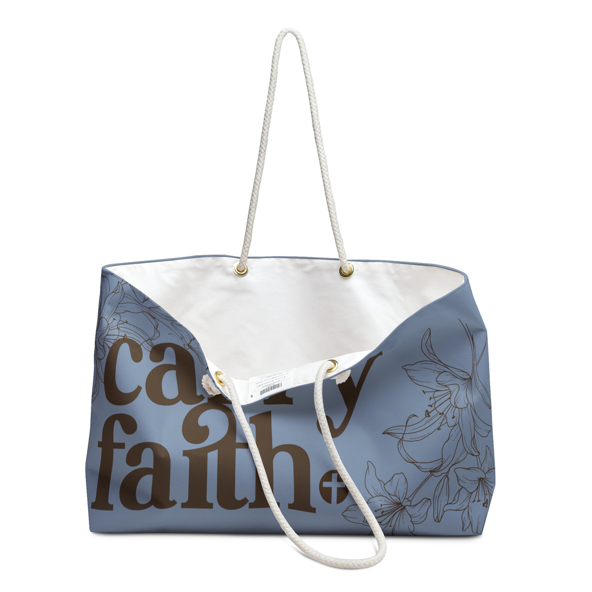 Carry Faith Muted Blue Weekender Tote