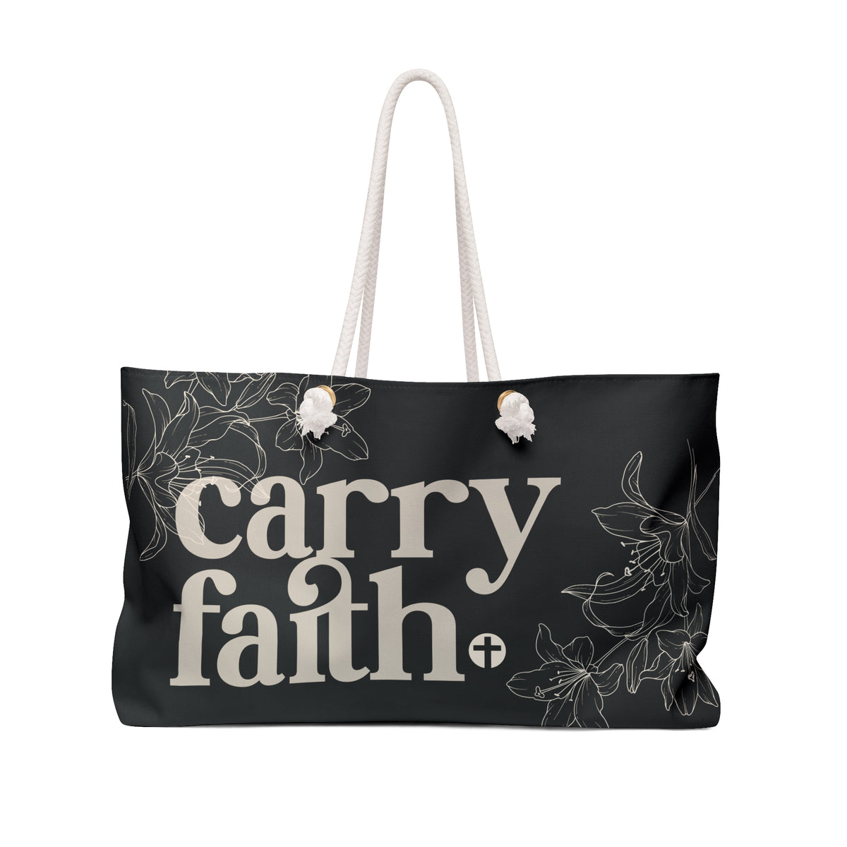 Carry Faith Black/Cream Weekender Tote