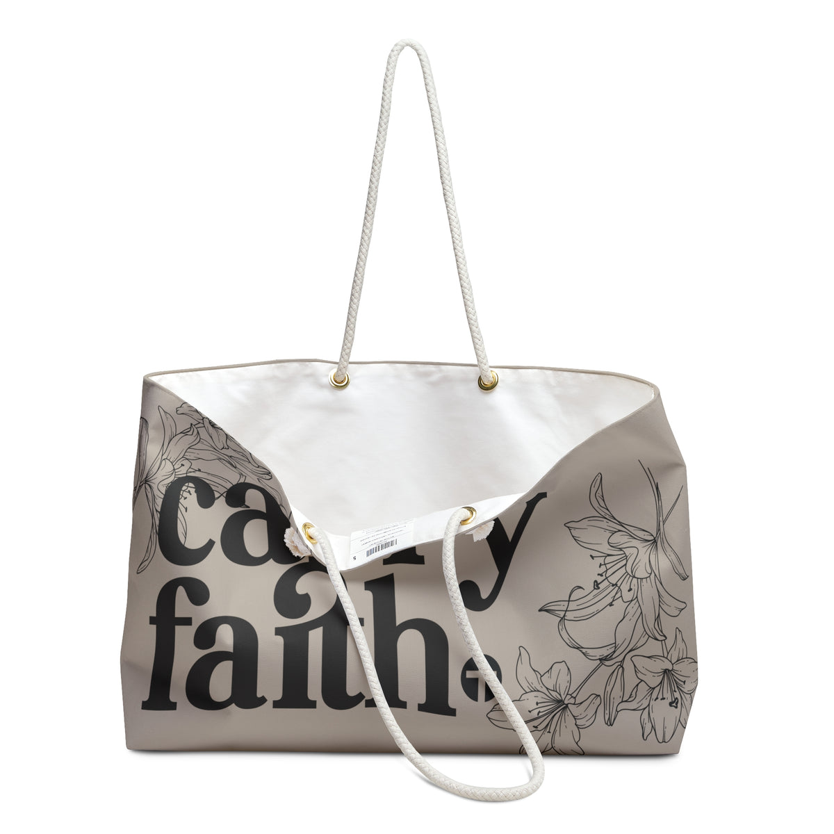 Carry Faith Beige Weekender Tote