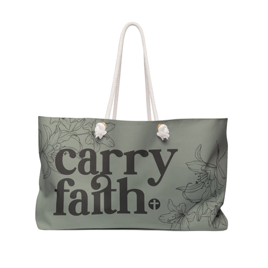 Carry Faith Sage Weekender Tote